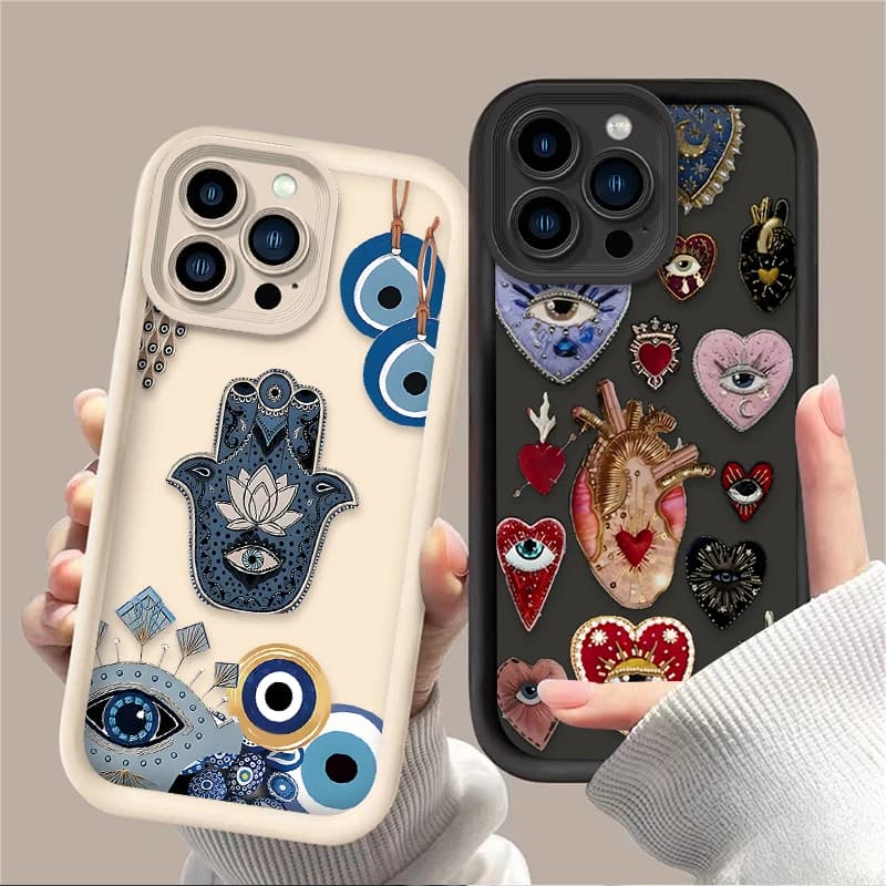 Evil Eye Art Love Heart Custodia per telefono opaca per iPhone 16 15 14 13 12 11 Pro Max X XS XS Max XR SE 2020 7 8 Plus Cover in silicone
