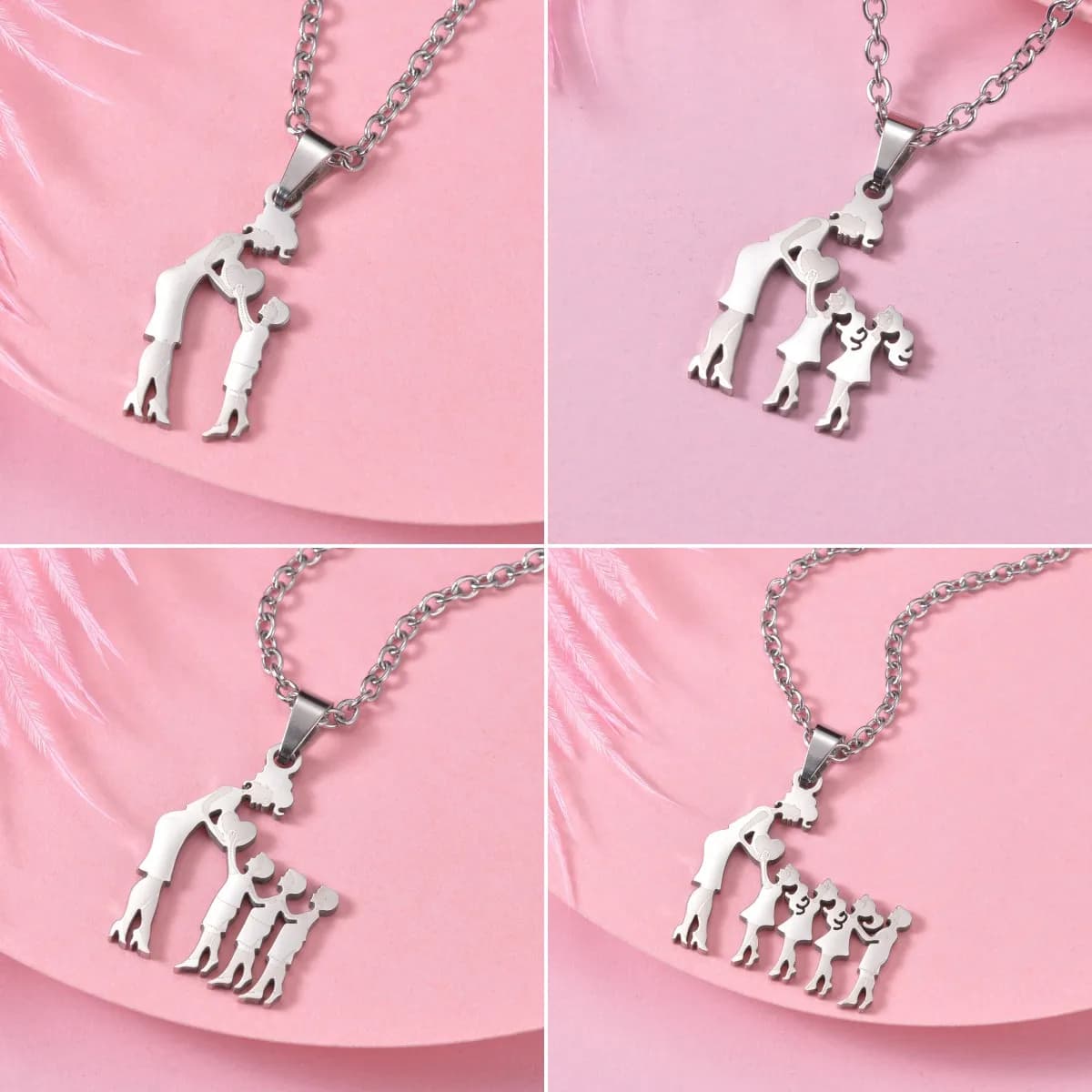 Family Love Daughter Daughter Multipli Stainless Steel Necklace Kids Pendant Kids Girls Love Gifts for Mom Jewelry