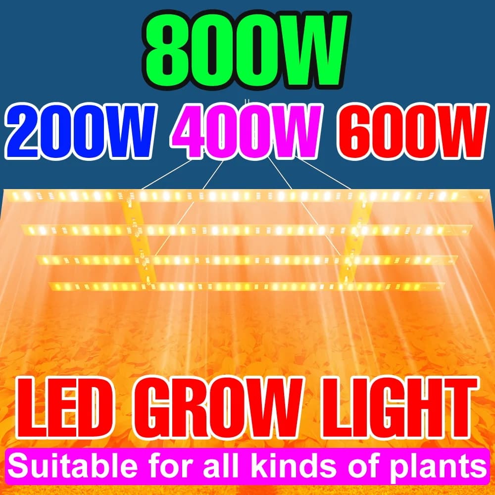 Lampada LED per Coltivazione Piante 800W, Spettro Completo, per Idroponica, Serra, Ortaggi, Semenzai, Fiori, Muschio, Illuminazione Completa