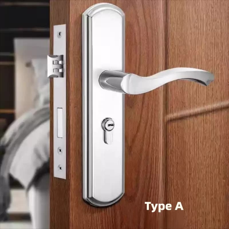 Serratura Universale in Acciaio Inox per Porte Interne, Maniglia Regolabile per Porte in Legno, Sicurezza Antieffrazione per Camera da Letto e Casa