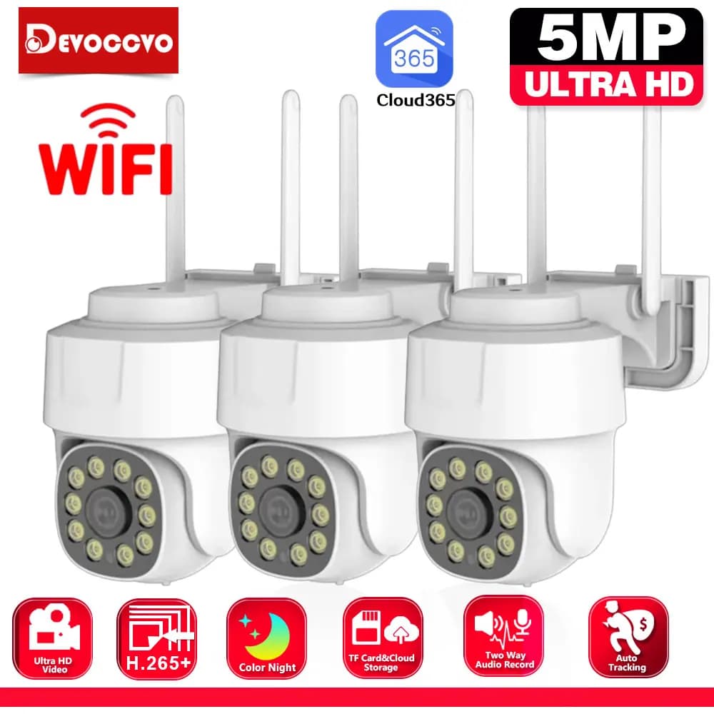 Telecamera di Sicurezza IP PTZ Wireless 5MP 2K WiFi per Esterni Impermeabile con Tracciamento Automatico Visione Notturna a Colori Telecamera di Sorveglianza CCTV