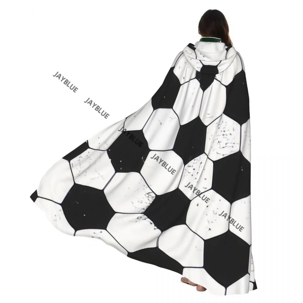 Unisex Adult Grunge Soccer Ball Cloak with Hood Long Witch Costume Cosplay