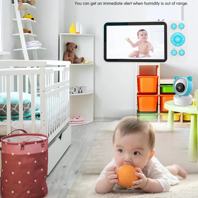 C8 Baby Monitor Phone App Control WIFI schermo da 5 pollici Baby Camera HD 1080P visione notturna conversazione bidirezionale monitoraggio della temperatura