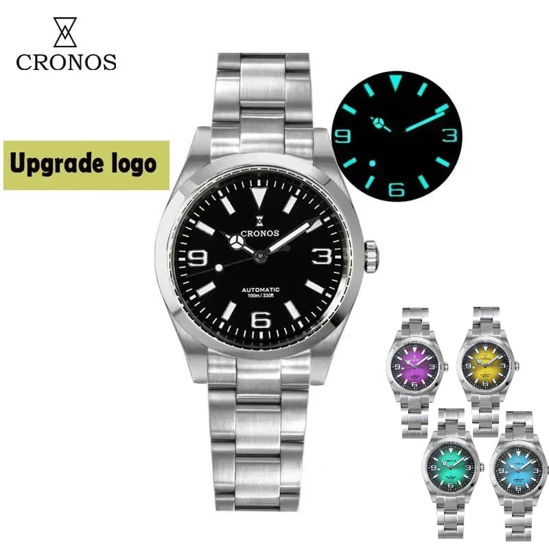 Cronos L6032 36mm Orologio meccanico da uomo PT5000 Automatico cristallo di zaffiro BGW9 Luminoso 100M Orologio da lavoro di moda impermeabile