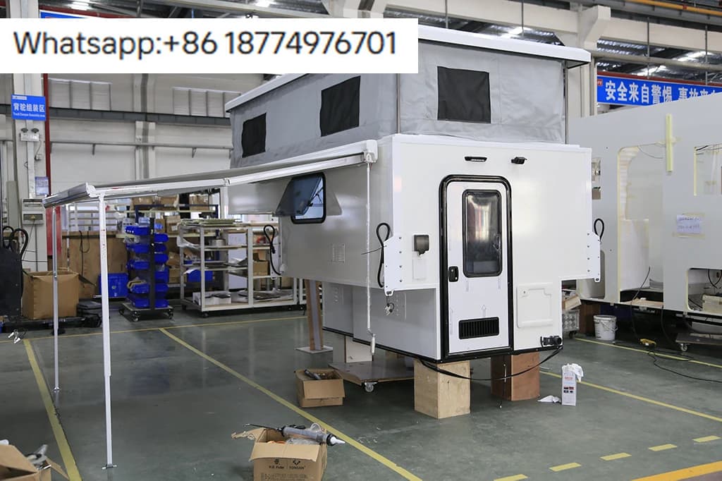 Ecocampor Mini-152 in Alluminio OEM, Camper Pop-up per Pickup con Cucina Completa e Pannello Solare per Avventure Fuoristrada