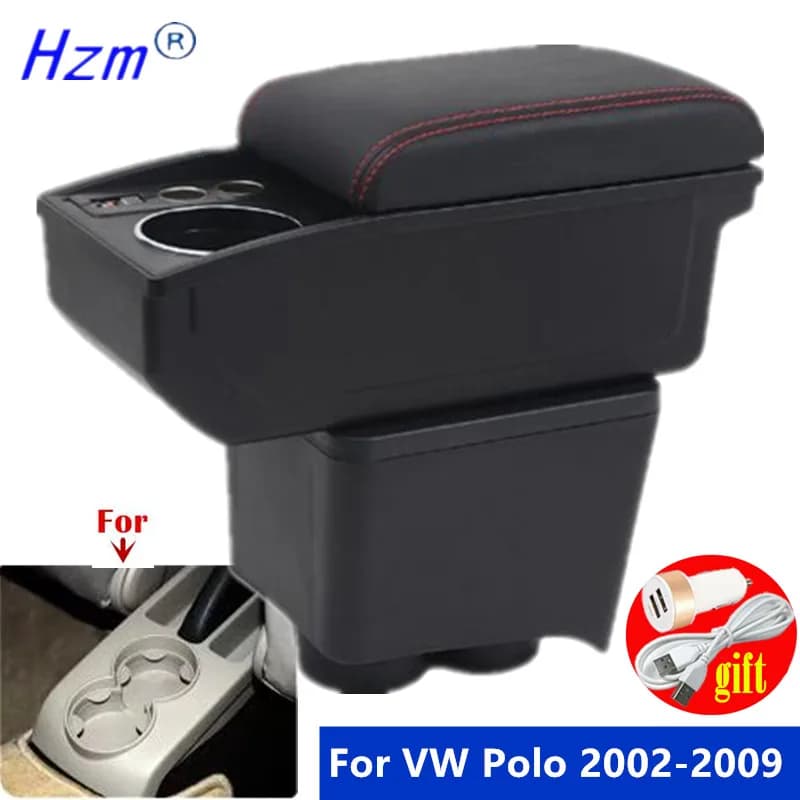 For Volkswagen Polo Armrest for VW Polo 9N 3 Car Armrest Box Storage Box Cup Holder Dedicated Retrofit 2002-2009 Car Accessories