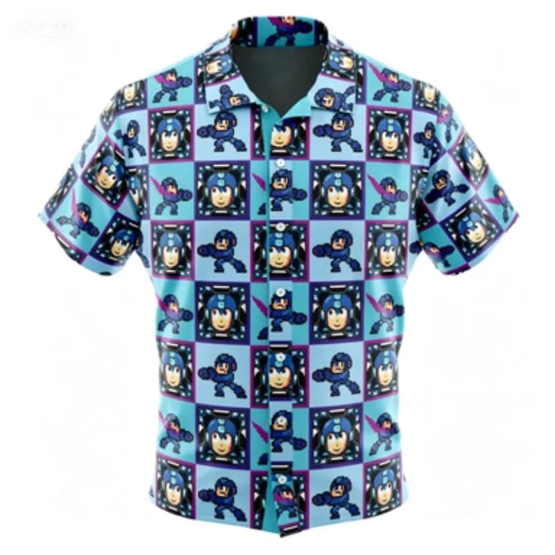 Rock and Roll Men's Summer Breathable Men's Shirt Series Short Sleeved Shirt Unisex Loose Casual Top