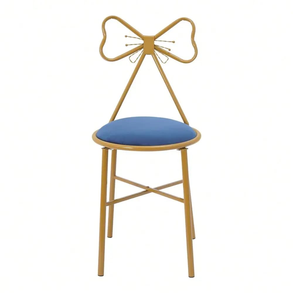 [ ] Stool Chair With Metal Legs And Soft Cushion, Multi-Purpose Seating For Living Room, Dining Room, Bedroom, Ca