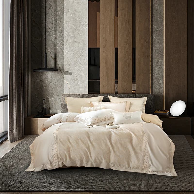 4/6/8Pcs Damask Sateen Cotton Duvet cover set Bedsheet Bedspread Pillowcases Luxury Designer Cream Home Decor Bedding set