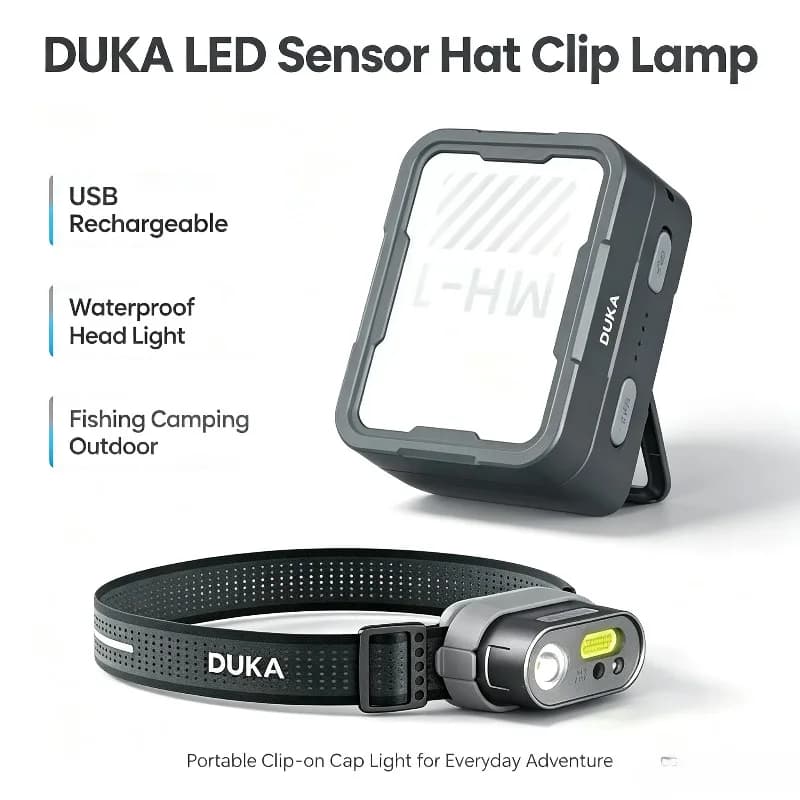 Duka LED Sensor Hat Clip Lamp USB Rechargeable Waterproof Head Light Portable Clip‑on Cap Lamp MH1