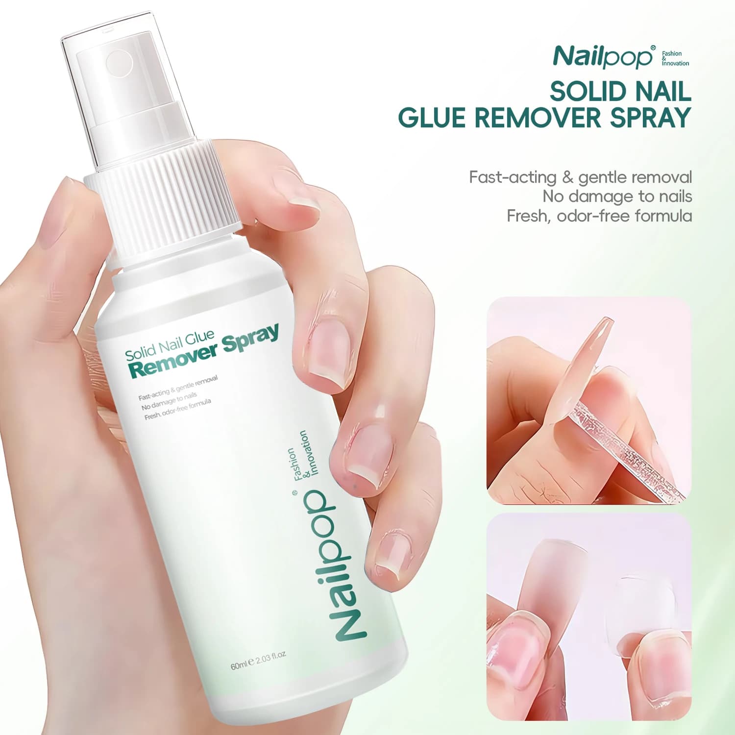 Nailpop 60ml nail removal spray to press on nails Faux nail tips Type UV Soak Off Solid nail sticker fake nails Removal Nail Art
