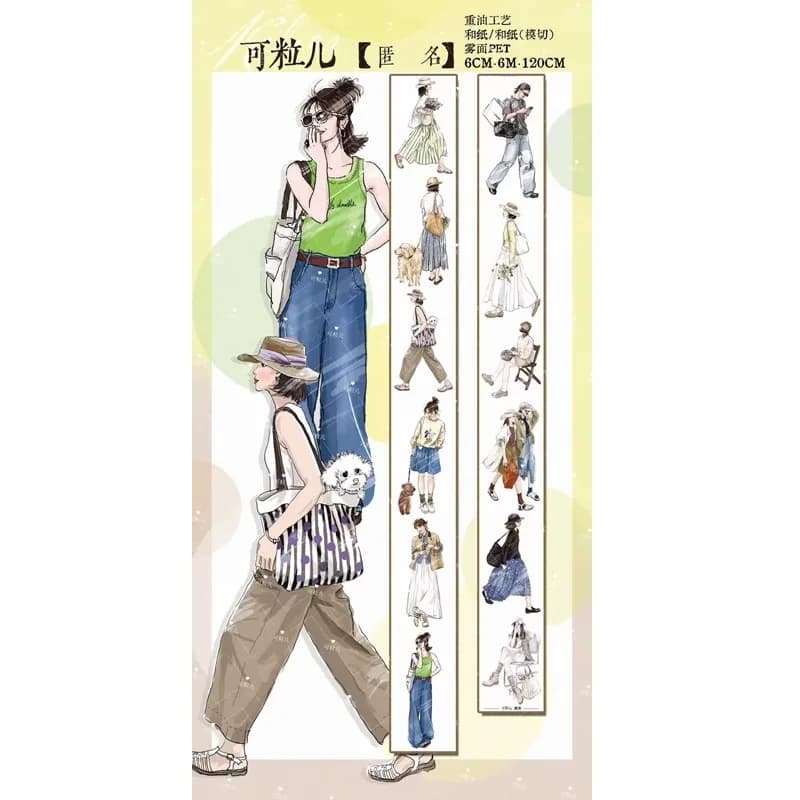 Cool Summer Fashion Girl Die Cut PET Washi Tapes Craft Supplies DIY Scrapbooking Card Making Decorative Plan Sticker