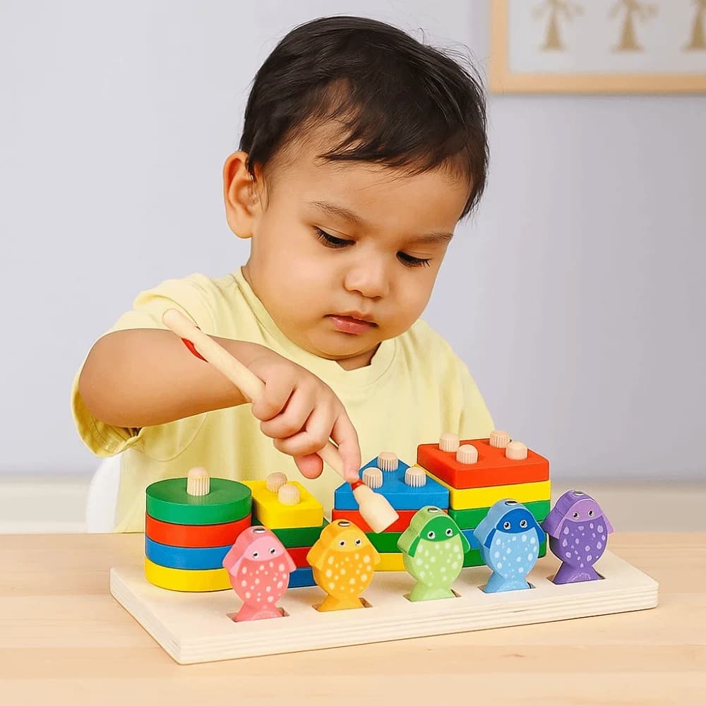 Gioco di pesca magnetico in legno con riconoscimento dei colori Gioco da tavolo coordinato per l'educazione precoce Montessori Puzzle interattivo
