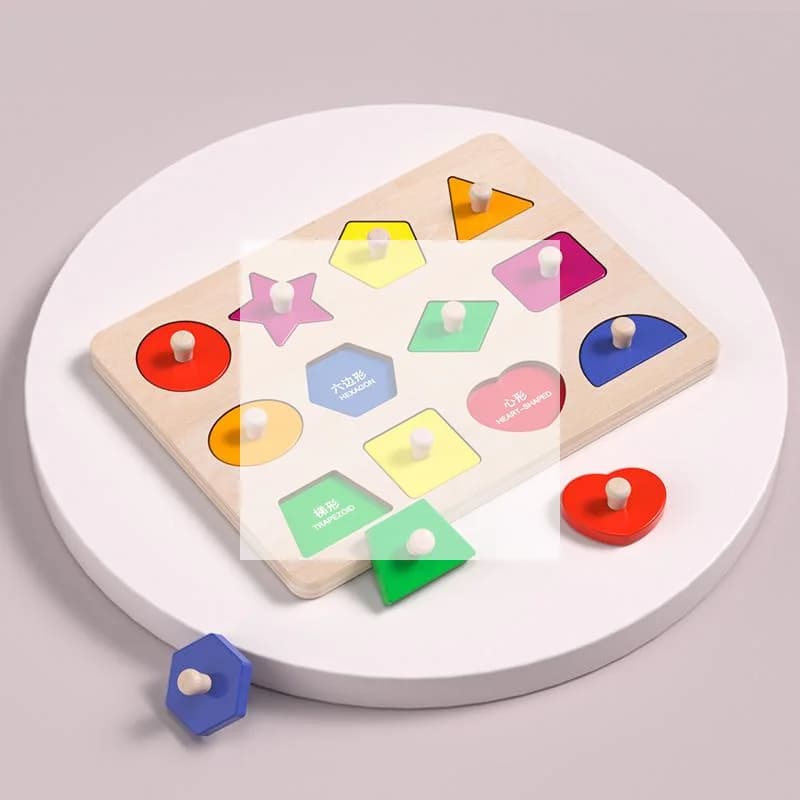 Puzzle Geometrico Montessori per la Prima Infanzia, Tavola Fissa Portatile per lo Sviluppo della Logica, Abbinamento Forme