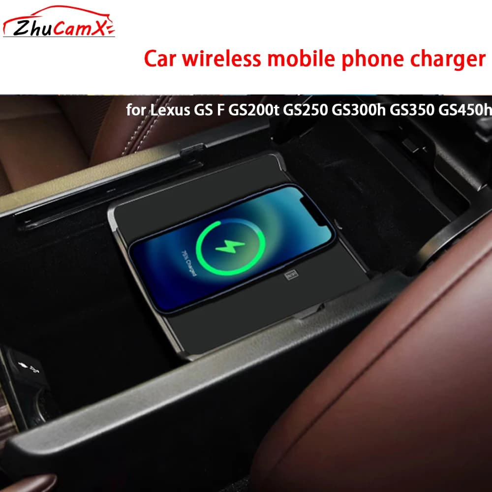 Per Lexus GS F GS200t GS250 GS300h GS350 GS450h L10 Bracciolo di Stoccaggio Caricatore Del Telefono Mobile Senza Fili QI 18W iPhone Ricarica Veloce