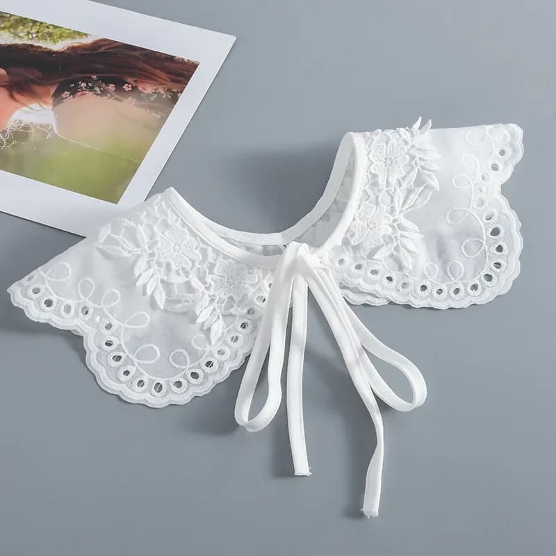 Elegante camicia bianca colletto finto per camicia da donna colletto staccabile scialle avvolgente colletto falso collana sciarpa ricamo scialle corto