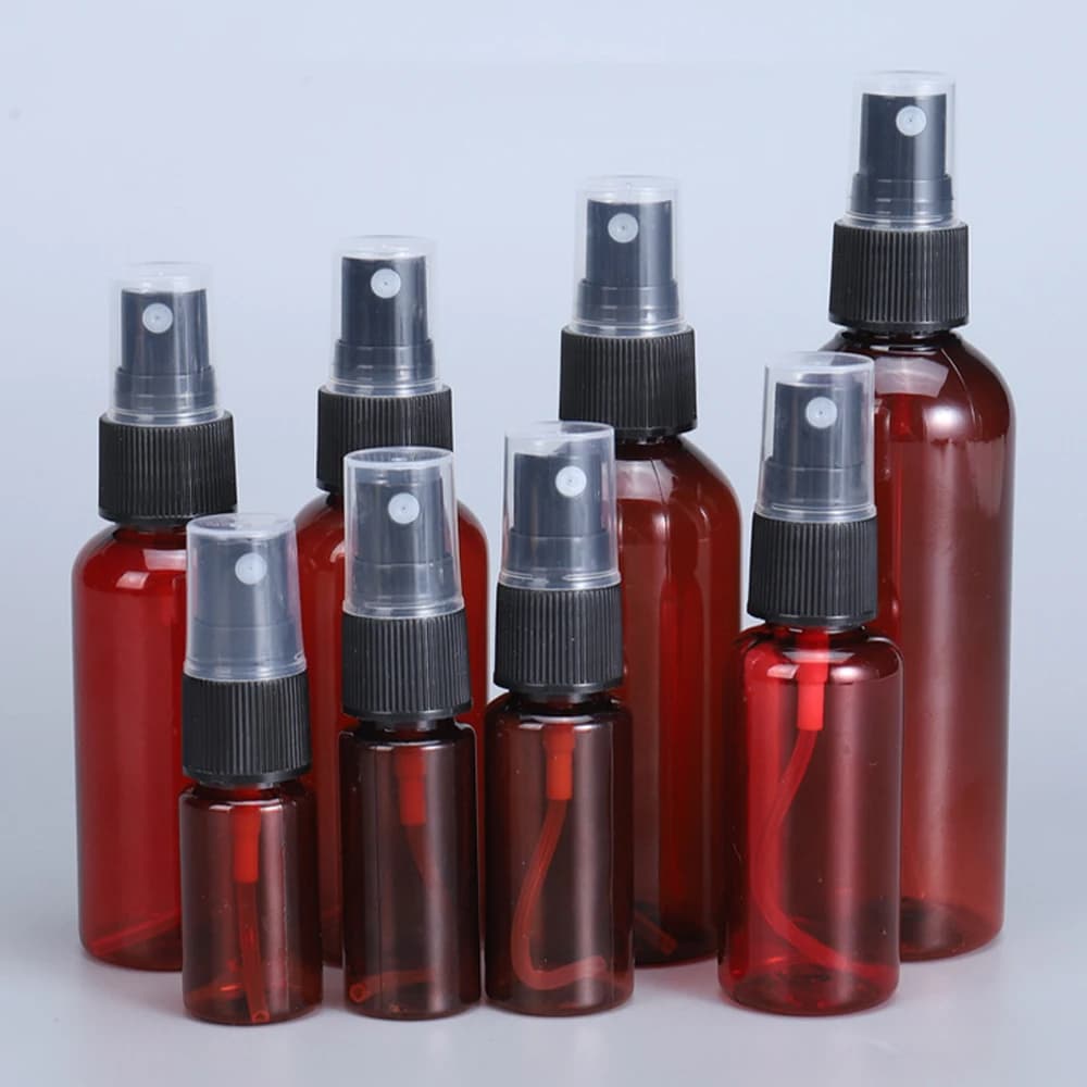 20/50/100 pz 20 ml 30 ml 50 ml 60 ml 100 ml Bottiglie Spray di Plastica Marrone Ambra Atomizzatore Spruzzatore di Profumo Dispenser Da Viaggio Portatile