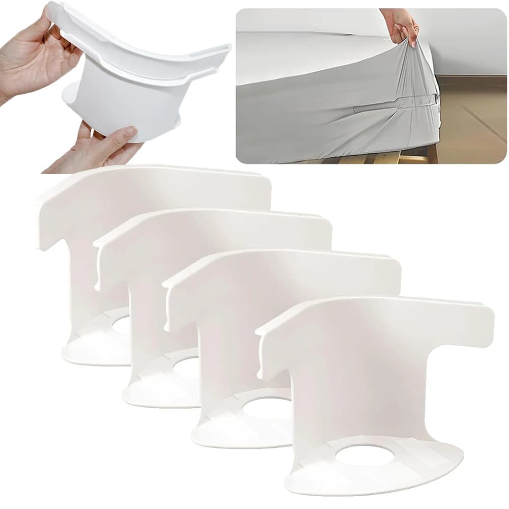 4Pcs Bed Sheet Fasteners No Pin Invisible Sheet Holder Straps Adjustable Elastic Suspenders for Mattress Protector Non-Slip