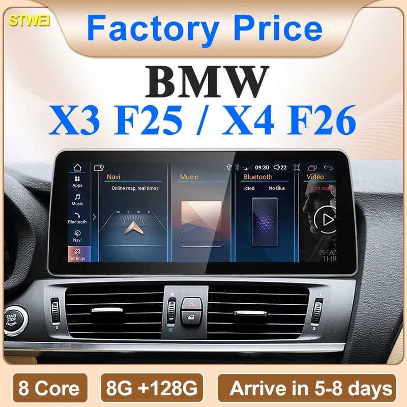 STWEI New ID6 ID7 ID8 UI 12.3 inch Android Wireless Carplay AUTO System For BMW X3 F25 X4 F26 CIC NBT GPS Car Video Readers