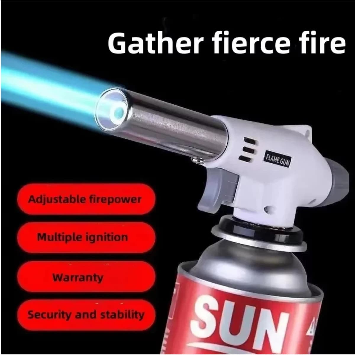 Accenditore per Barbecue da Campeggio, Pistola a Fiamma per Cucina, Bruciatore a Butano per Cottura e Saldatura, Bianco Blu Giallo 2026