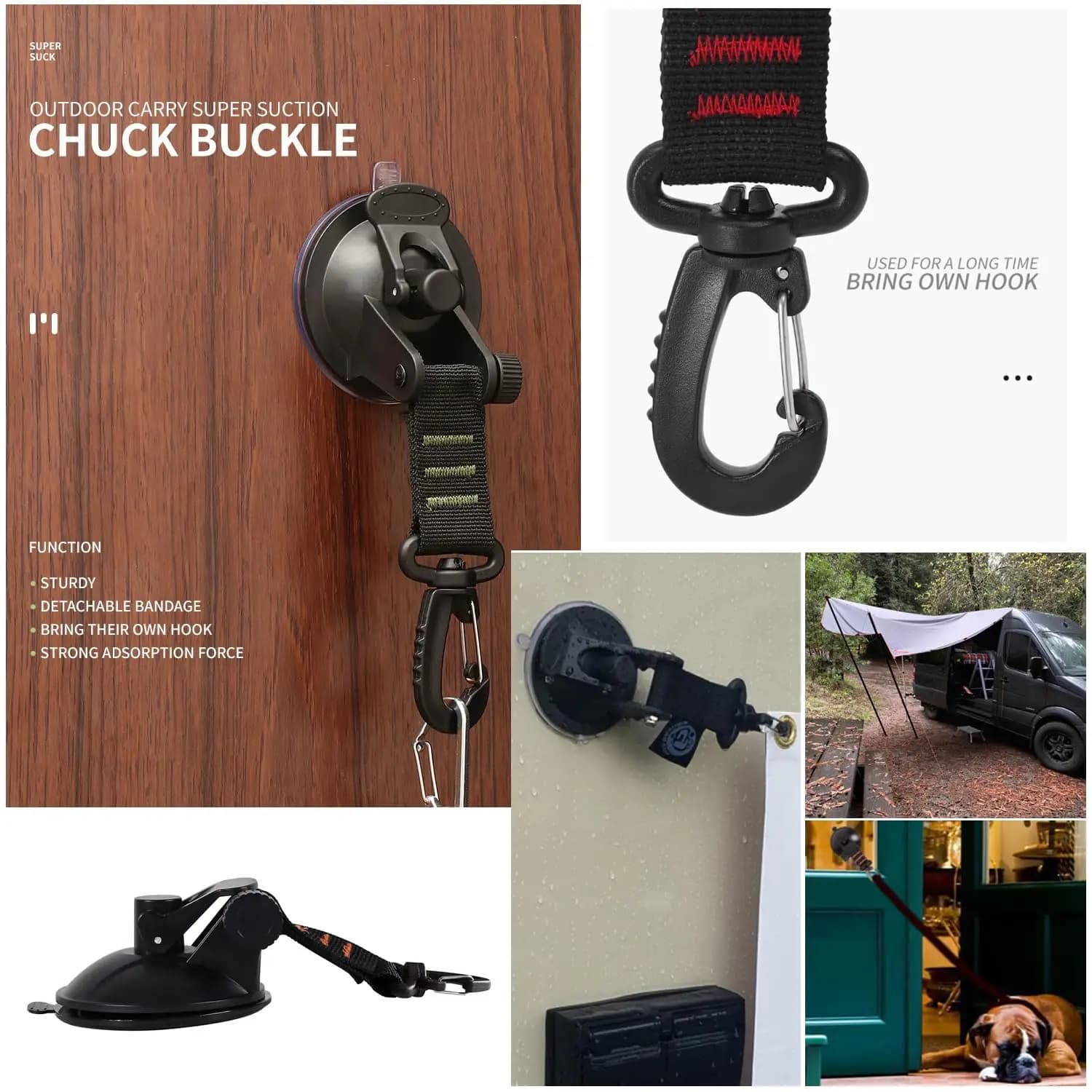 Outdoor Camping Car Tent Suction Cup Buckle Portable Suction Cup Hook Tent Hook Sun Protection Rain Cover Car Window Suction Cup