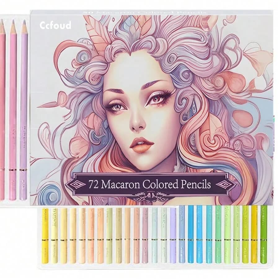 72 Piece Macaron Colored Pencil Set, Ultra-Smooth, Break, Resistant Leads For Detailed Art and Design, Perfect For Hobbyists An