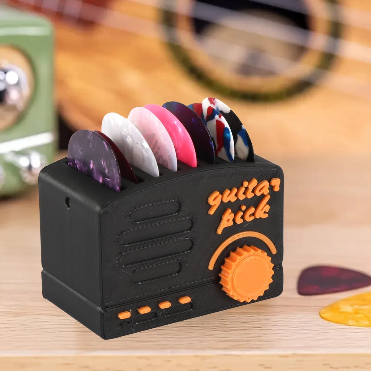 Mini scatola portaoggetti per plettro per chitarra da 1 pezzo, scaffale per plettro per chitarra da tavolo, adatto a buona scelta per chitarristi e regali
