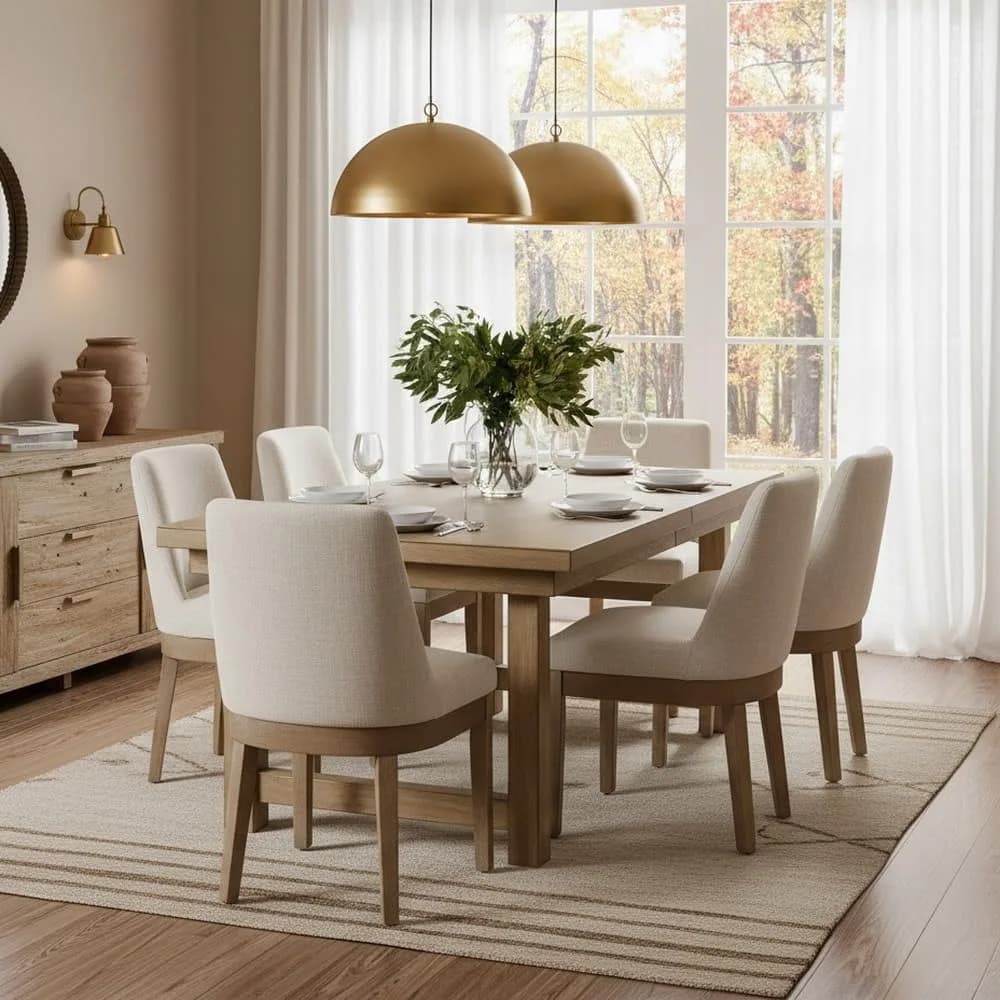 Set di 6 sedie da pranzo, comode sedie da sala da pranzo con schienale, sedie laterali da cucina imbottite in tessuto di lino con legno