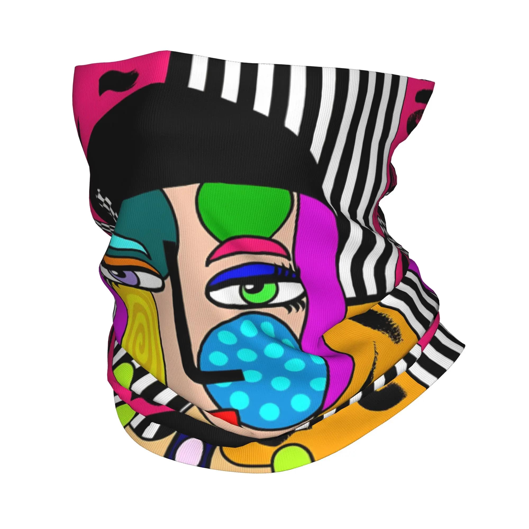 Sciarpa multifunzione con stampa Picasso Funky Art Girl con cappello e fiocco, bandana, scaldacollo, maschera facciale multiuso, antivento per ciclismo, per adulti