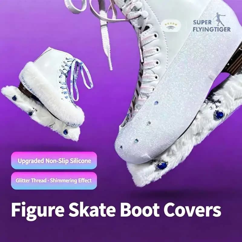 Figure Skating Shoe Protective Cover with Buckle Anti Scratch White Skating Shoe Anti Wear Cover Colorful White