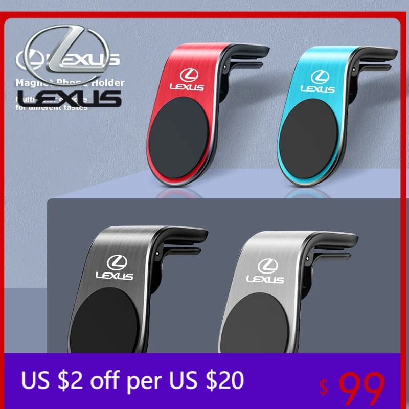Magnet Phone Holder GPS Stand Air Vent Clip Accessories Valve Cap For Lexus F SPORT ES RX NX LS UX LX GS IS250 IS300 IS430 RX350