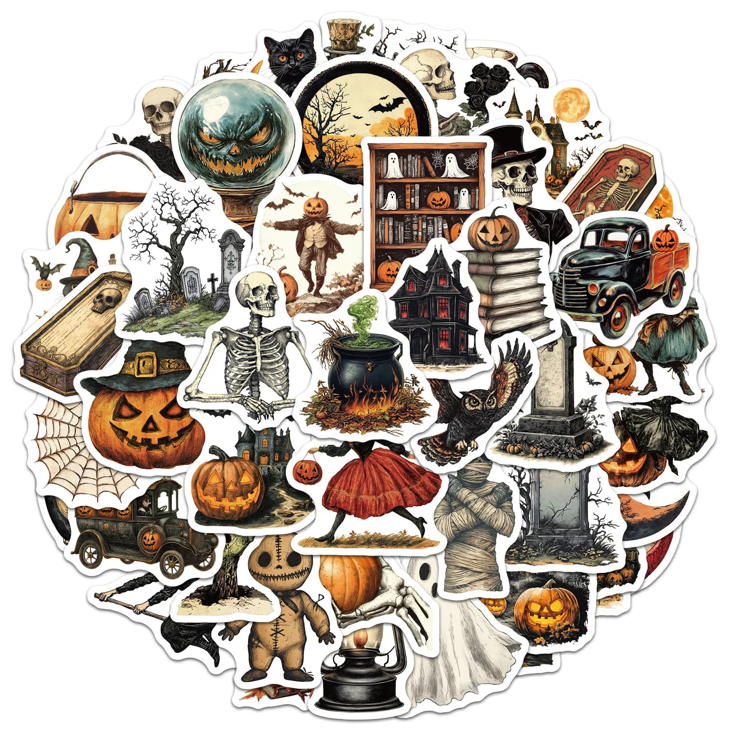 50PCS Horror Halloween Graffiti Stickers Decoration Luggage Phone Guitar Cup Scraphbook Waterproof Sticker Classic Kid Toys