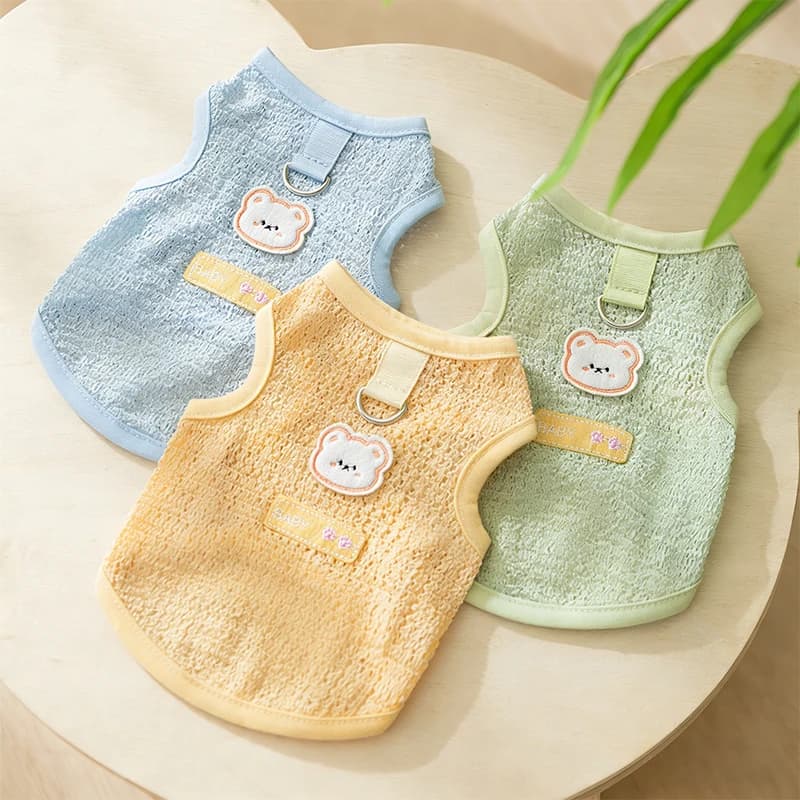 Abbigliamento Estivo per Cani, Maglietta con Stampa Orso per Chihuahua e Bulldog Francese, Camicia Sottile e Traspirante, Protezione Solare, Outfit per Cuccioli