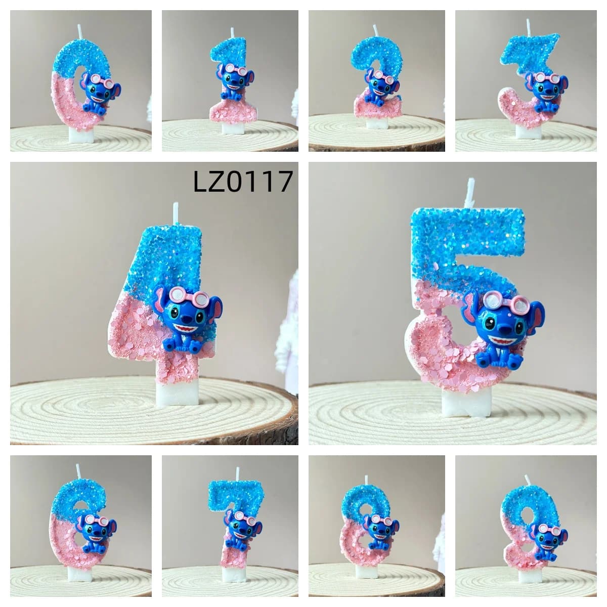 Stitch 0-9 free combination digital candles, birthday candles are very suitable for decoration of high end cakes for birthday