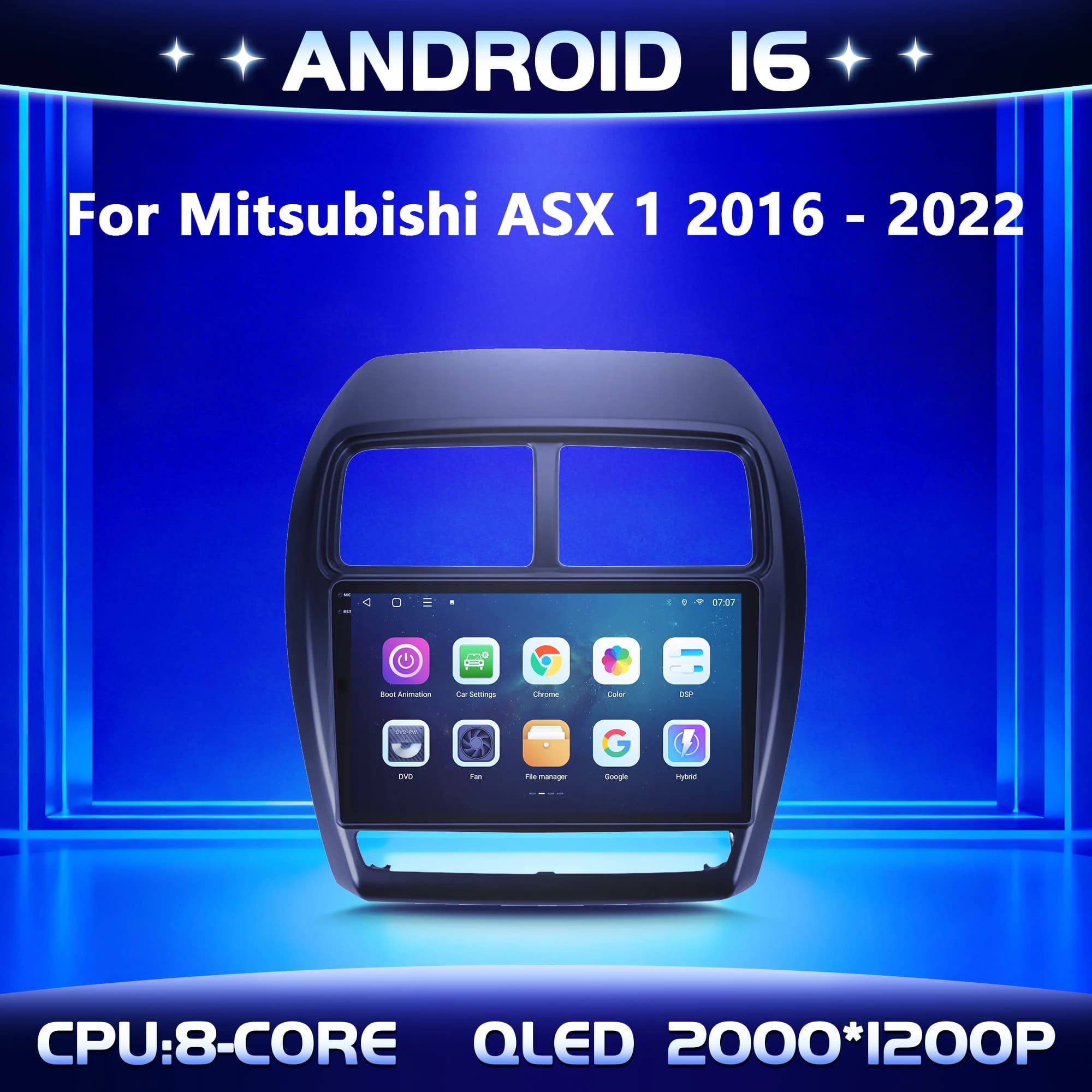 9" For Mitsubishi ASX 1 2016-2022 Car Multimedia Radio Android 16 System BT Carplay Android Auto 2K QLED Screen 4G GPS 5G WIFI