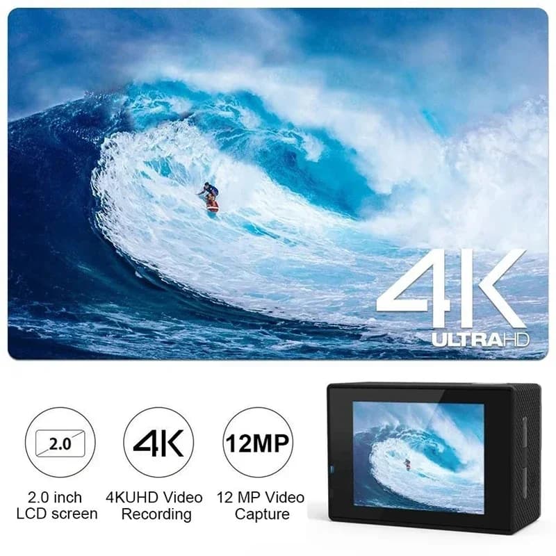 4K 170 ° Underwater camera for action: WiFi helmet camera with touchscreen