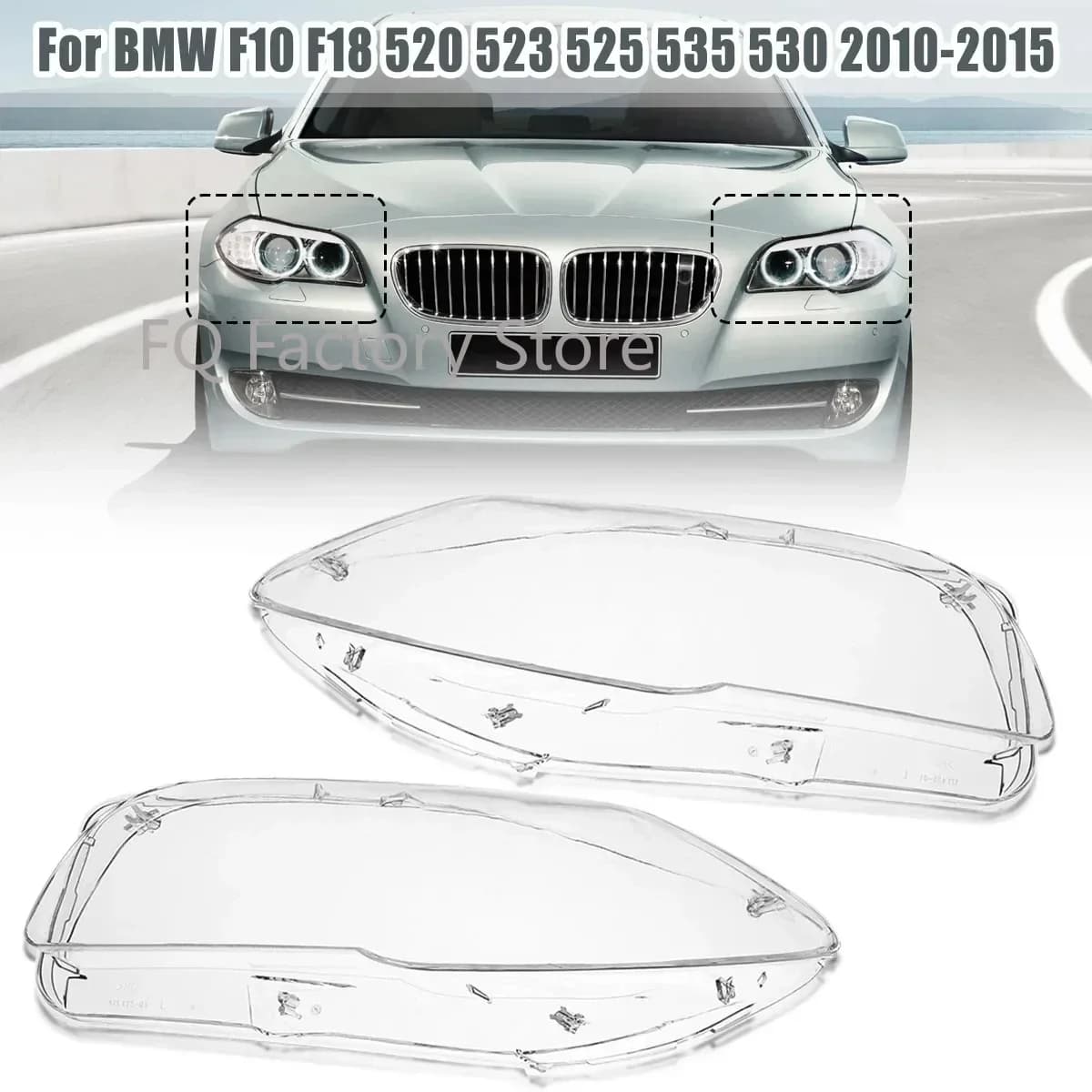 Pair Car Front Headlight Lens Cover For BMW 5-Series F10 F18 520 523 525 535 530 2010-2017 Headlamp Cover Clear Shell