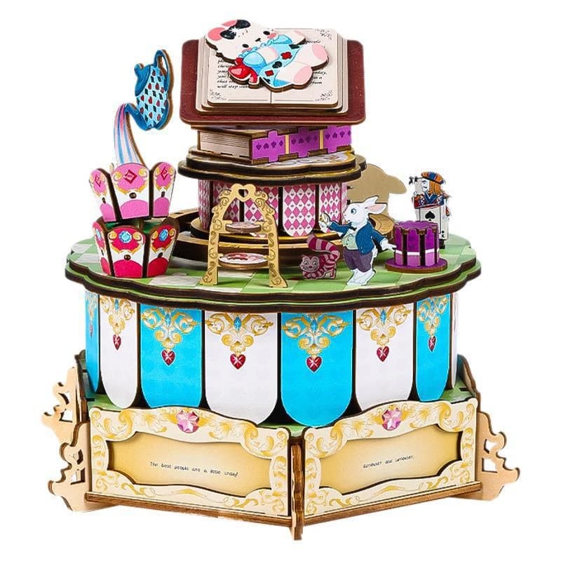 Puzzle 3D in legno Libro Nook Principessa nel Paese delle Meraviglie Carillon Kit modello in miniatura Puzzle per amici Regali di compleanno