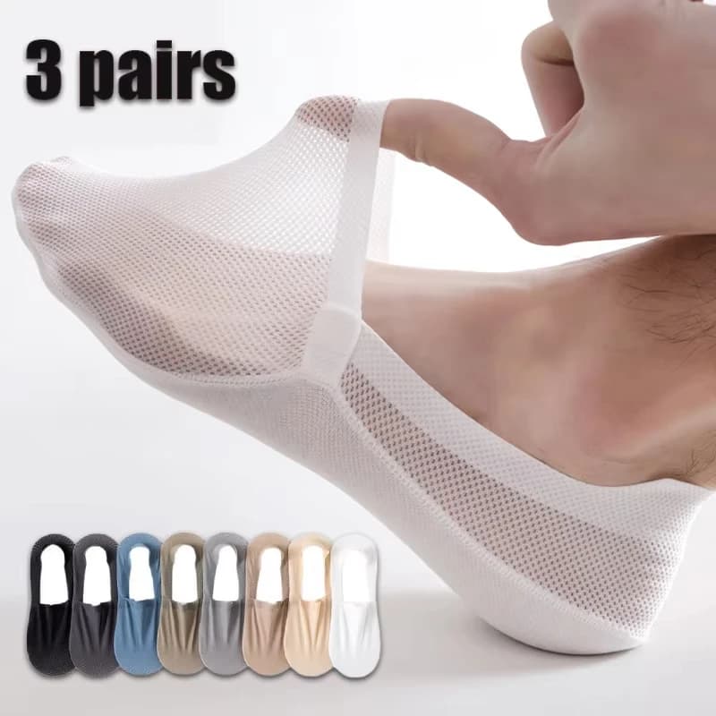 1/3Pairs Men&Women Mesh Boat Socks Soft Comfortable Breathable Sock Slippers Solid Color Sweat-absorbing High Quality Sox Female