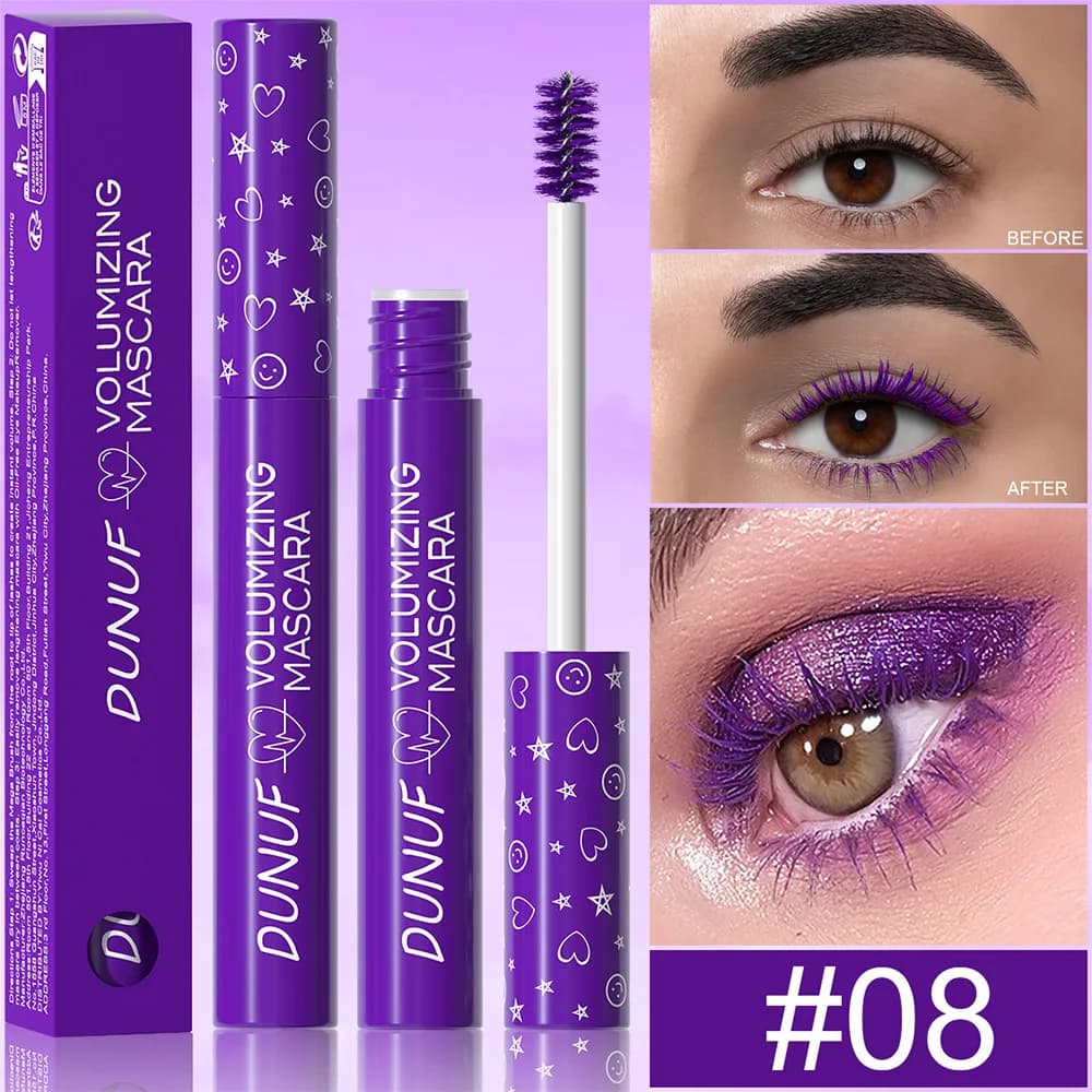 2 pieces Mascara slim purple green, Mascara colored waterproof not easy to droop, portable slim head, holiday makeup