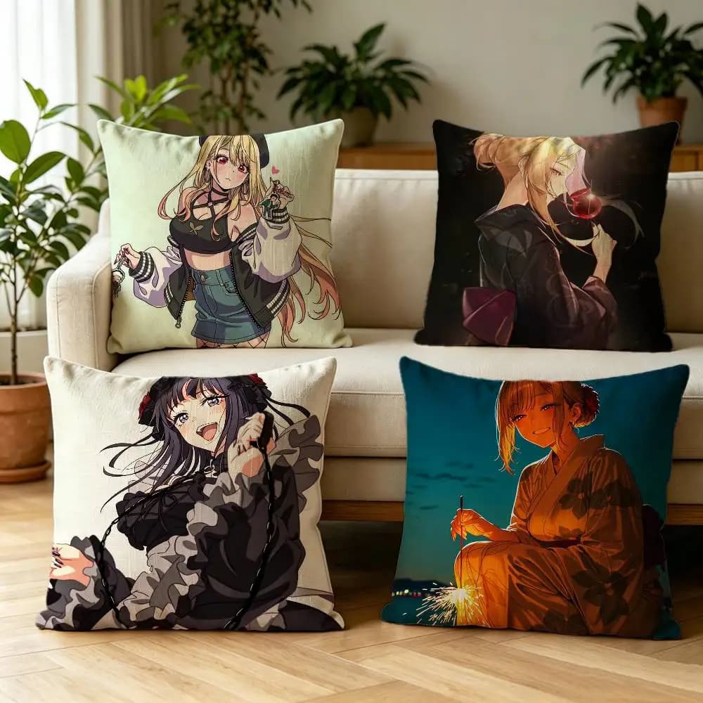 M-My Dress-Up Darling Double-sided print Pillow Case Pattern Printed Pillowcase For Living Room Sofa Cushion Cover