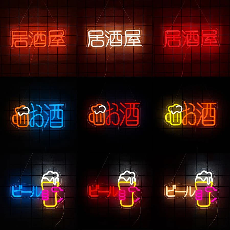 Insegna al neon giapponese Izakaya, al neon LED Beer Bar per decorazioni da parete aziendali, alimentata tramite USB per pub, club, feste, ristoranti, stile giapponese