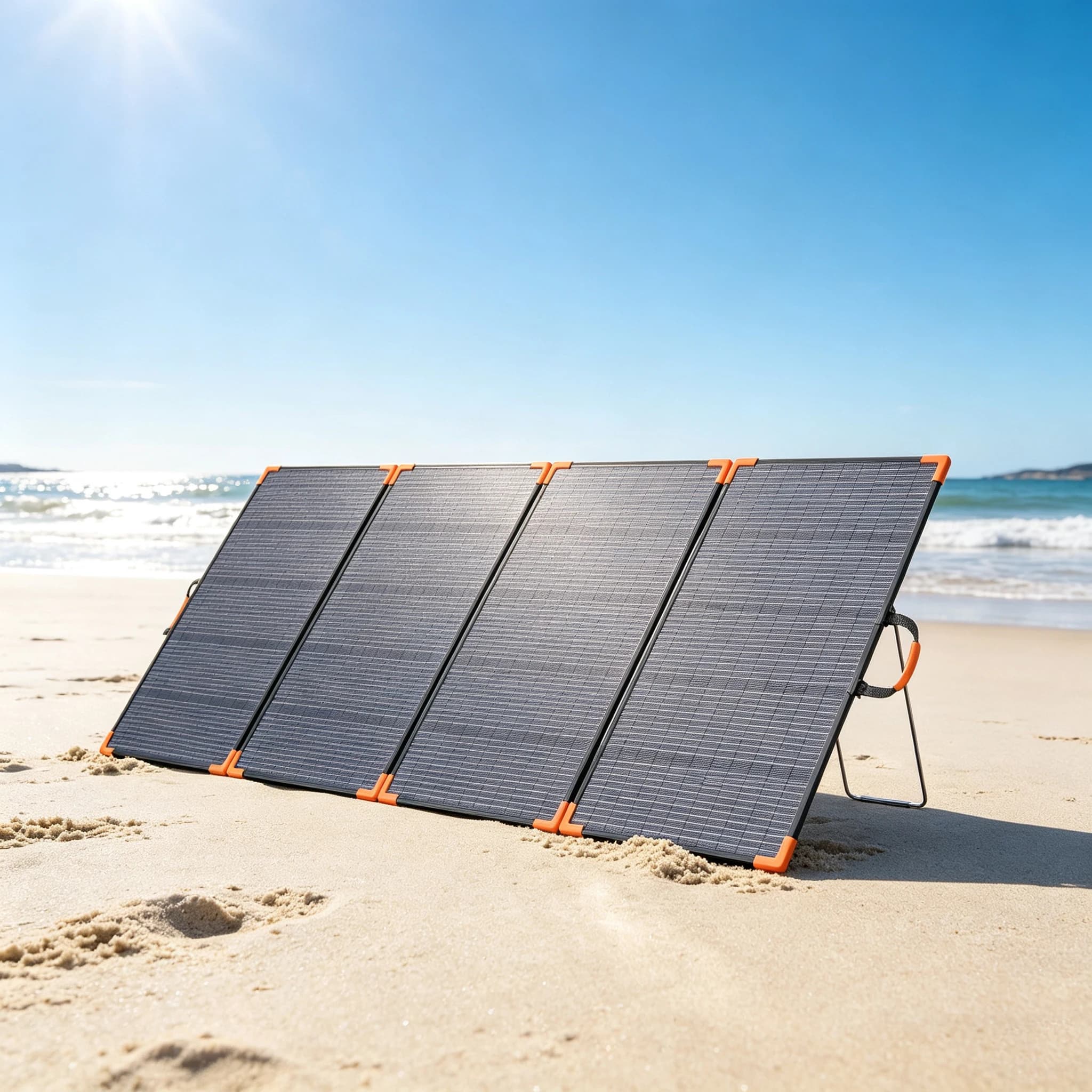 MHPOWOS 400W Bifacial Portable Solar Panel Lightweight Solar Charger Waterproof Foldable with Kickstand & Carry Handles for Generator RV