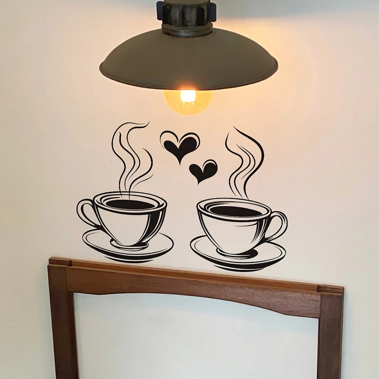 Creative Tea Cup Pattern Wall Stickers Home Kitchen and Dining Room Sticker Restaurant Wall Background Decorations