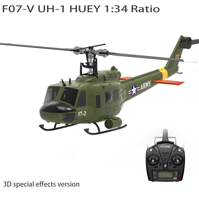 2025 Nuovo prodotto Yuxiang F07-V 2.4G 6CH 3D UH-1 1:34 Scala Huey Doppio motore brushless Flybarless RC Elicottero