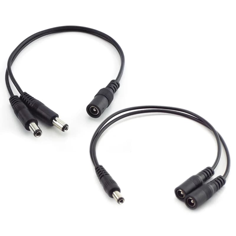 Cavo di prolunga per connettore splitter di alimentazione CC da 5,5 mm 2,1 mm 1 femmina a 2 vie maschio maschio 2 femmina per adattatore per luce di striscia LED