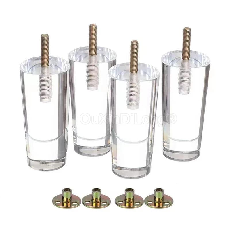 4 pezzi gambe per divani in acrilico trasparente gambe rotonde di ricambio per mobili in lucite per armadietto spogliatoio divano poggiapiedi supporto TV gambe fai da te per la casa