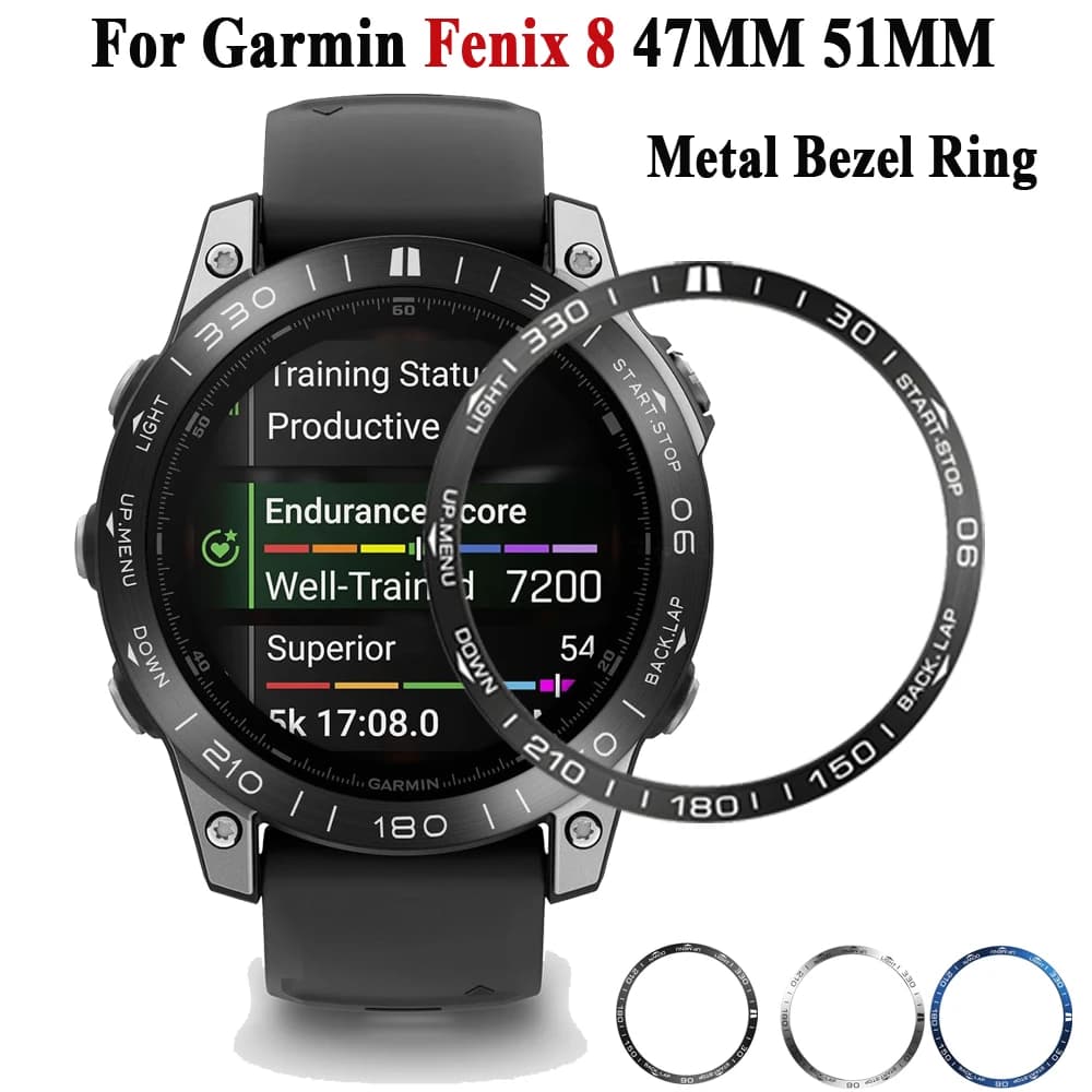 Anello di Protezione in Acciaio Inossidabile per Garmin Fenix 8 47MM 51MM, Custodia Anti-graffio per Smartwatch