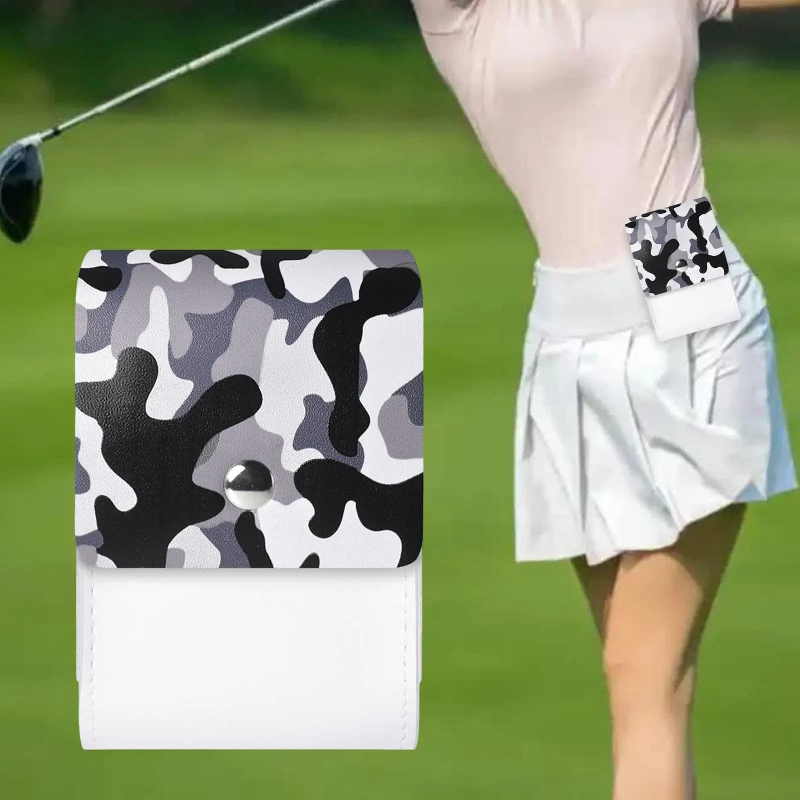 Borsa da cintura per telemetro da golf con porta tee, dispositivi da golf, in PU antiurto