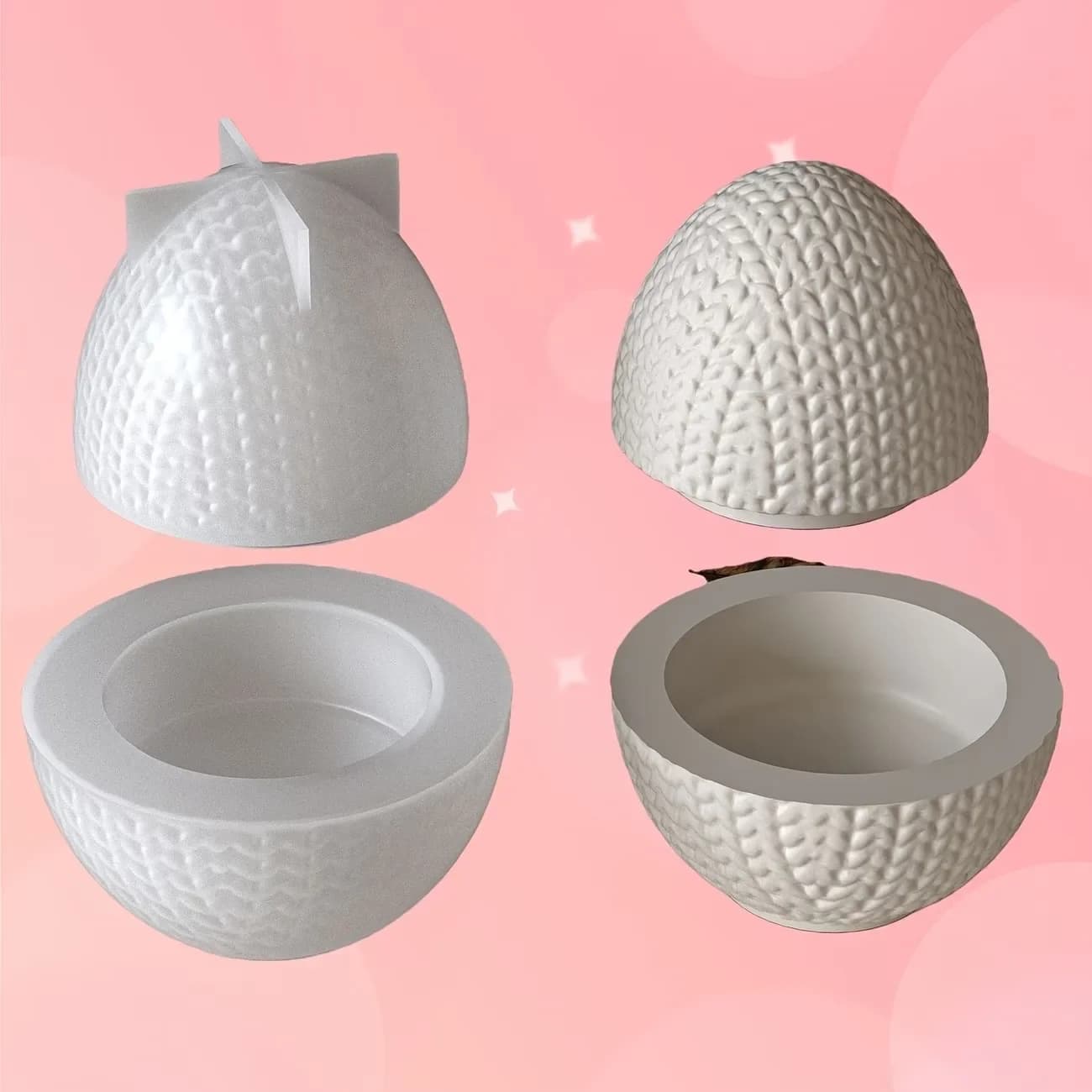 Stampo in Silicone per Uova con Motivo 3D, Stampo per Scatola Portaoggetti con Texture Intrecciata, Stampo Fai-da-Te in Resina e Gesso per Portacandele e Contenitori, per Decorazioni Domestiche